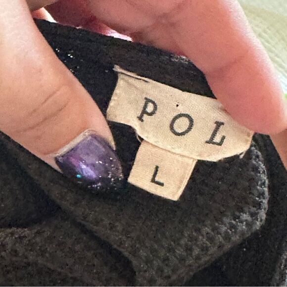 NWOT POL waffle textured floral chocolate brown & black crop top Sz L - Picture 5 of 6